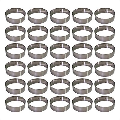 30 Aros Modelador Pão Hambúrguer 15 x 3 cm Inox