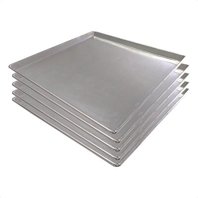 5 Assadeiras Pão Doce Lisas 35 x 35 x 2 cm Alumínio 0,5 mm