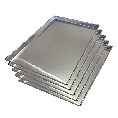 5 Assadeiras Pão Doce Lisas 80 x 60 x 3 cm Alumínio 0,7 mm
