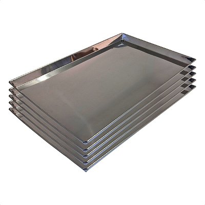 5 Assadeiras Pão Doce Lisas 80 x 60 x 3 cm Inox