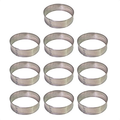 10 Aros Modelador Pão Hambúrguer 13 x 3 cm Alumínio 0,5 mm
