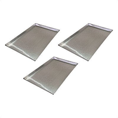 3 Assadeiras Perfuradas 70 x 58 x 3 cm Alumínio 0,7 mm