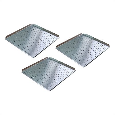 3 Bandejas para Forno Fast Oven Perfurada 35 x 35 x 1 cm Alumínio