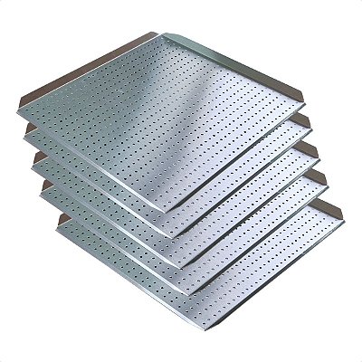 5 Bandejas para Forno Fast Oven Perfurada 35 x 35 x 1 cm Alumínio