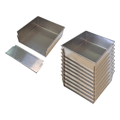 10 Formas com Tampa Lateral Removível 30 x 30 x 10 cm Alumínio