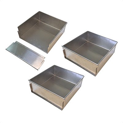 3 Formas com Tampa Lateral Removível 30 x 30 x 10 cm Alumínio