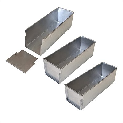 3 Formas com Tampa Lateral Removível 30 x 10 x 10 cm Alumínio