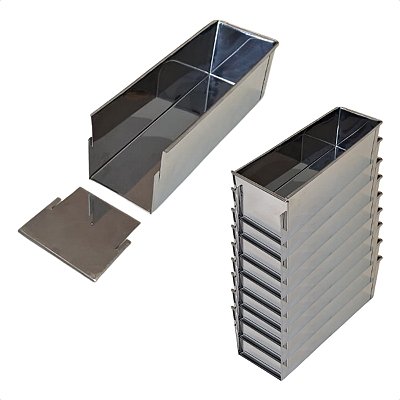 10 Formas com Tampa Lateral Removível 30 x 10 x 10 cm Inox