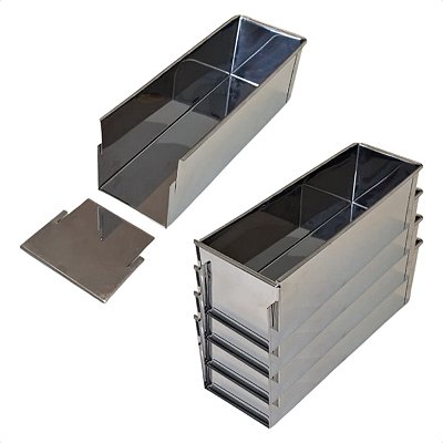 5 Formas com Tampa Lateral Removível 30 x 10 x 10 cm Inox