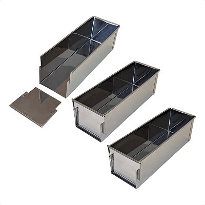 3 Formas com Tampa Lateral Removível 30 x 10 x 10 cm Inox