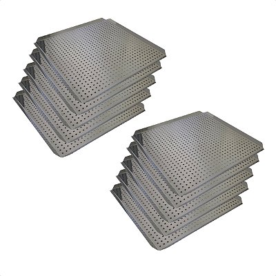 10 Bandejas para Forno Fast Oven Perfurada 35 x 35 x 1 cm Inox