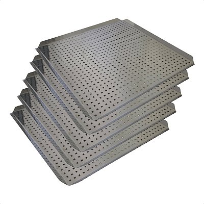 5 Bandejas para Forno Fast Oven Perfurada 35 x 35 x 1 cm Inox