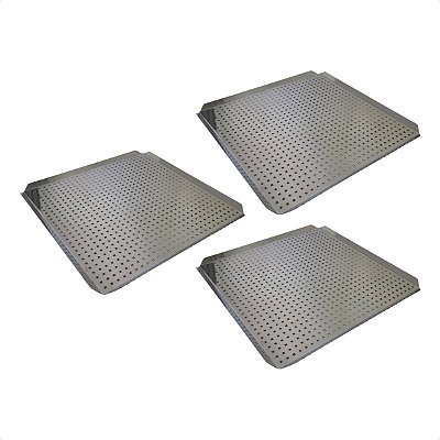3 Bandejas para Forno Fast Oven Perfurada 35 x 35 x 1 cm Inox