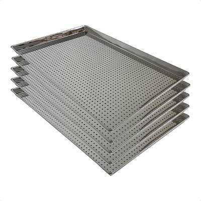5 Assadeiras Perfuradas 60 x 40 x 3 cm Inox