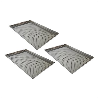 3 Assadeiras Perfuradas 60 x 40 x 3 cm Inox