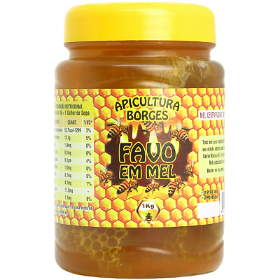 Mel Puro com Favo - Pote 1kg - Florada Silvestre - Favo De Mel