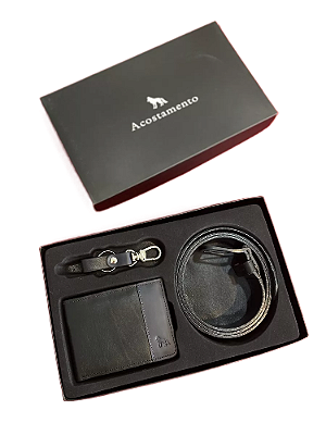 Kit Acostamento Com Cinto/carteira E Chaveiro Masculino couro