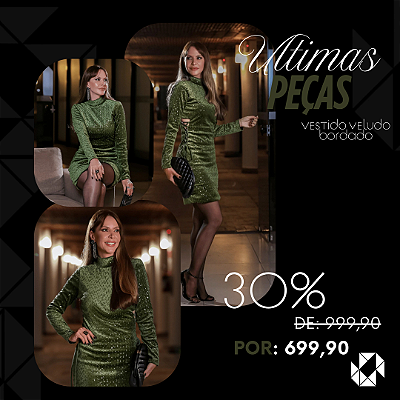 VESTIDO VELUDO BORDADO