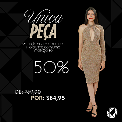 VESTIDO CURTO ABERTURA NO BUSTO COM UMA MANGA SÓ