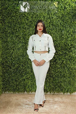 Jaqueta e Calça White Pedrarias