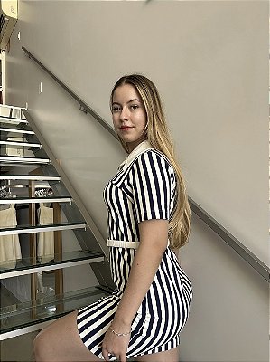 Vestido Curto Polo Listrado