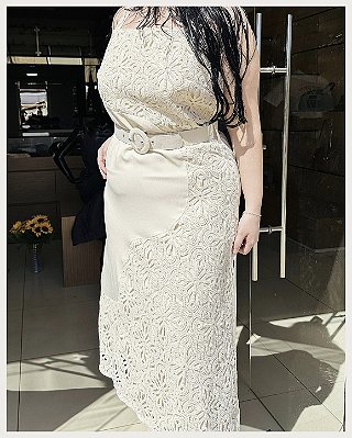 Vestido Crochet Paetês