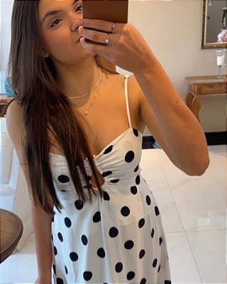 Vestido longo Poá Branco