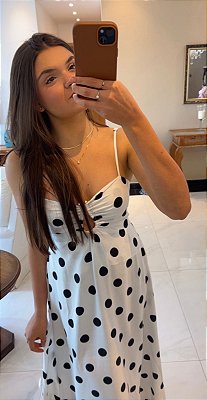 Vestido longo Poá Branco