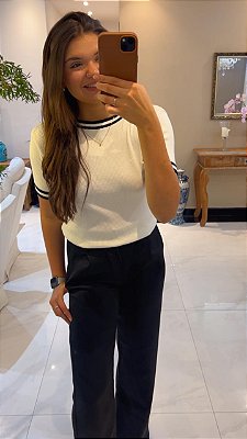 Blusa tricot Vitória viés preto