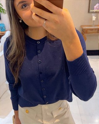 Cardigan Botões Tricot marinho