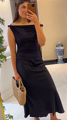 Saia Acetinada Lavans preta