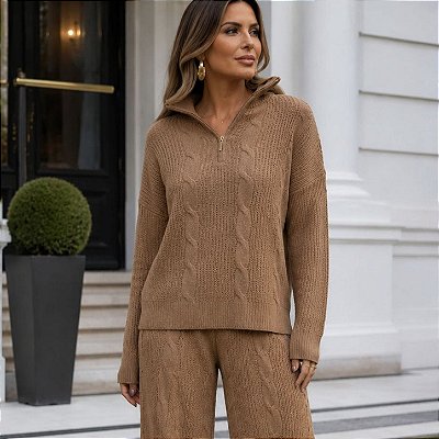 Conjunto Lavans Tricot Camel