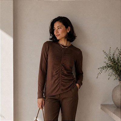 Blusa Lana Tricot Marrom