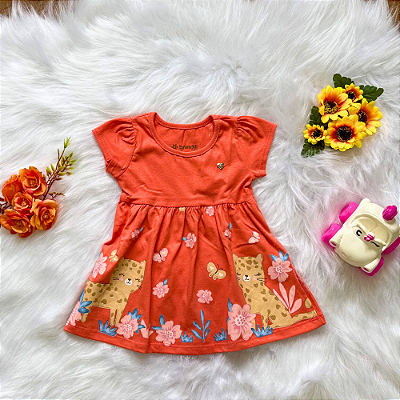 Vestido Oncinha Coração Bebê Menina tamanho M 6 meses