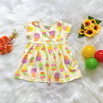 Vestido Sorvete Bebê Menina tamanho M 6 meses