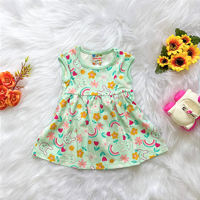 Vestido Flor Sol Arco Íris Bebê Menina tamanho P 3 meses