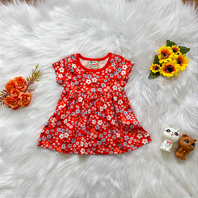 Vestido Flores Bebê Menina tamanho P 3 meses