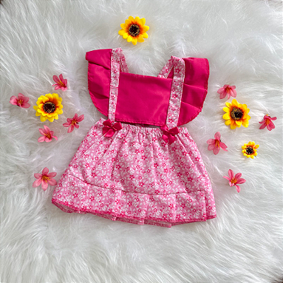 Romper Saia Bebê Rosa tamanho 6 a 9 meses