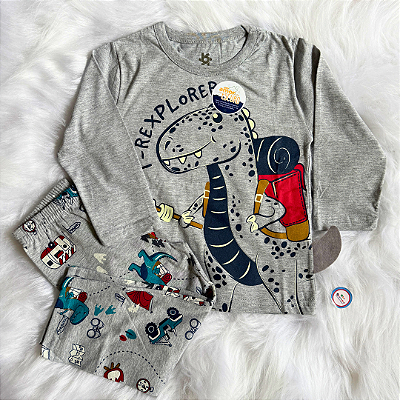 Pijama Infantil De Inverno Brandili Menino Brilha No Escuro T Rex Tam 2