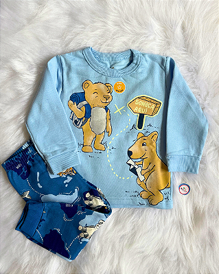 Pijama Infantil De Inverno Brandili Moletom Flanelado Brilha no Escuro Menino Tam 1