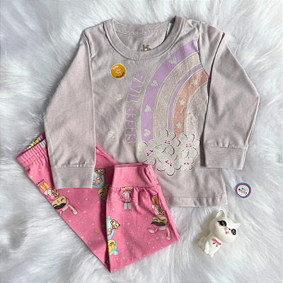 Pijama Infantil De Inverno Brandili Menina Brilha no Escuro Sleep Time Tam 2