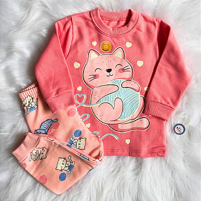 Pijama Infantil De Inverno Brandili Moletom Flanelado Brilha no Escuro Menina Hora de Dormir Tam 1