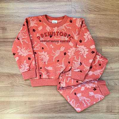 Conjunto Moletom Flanelado Elian Terracota Menino Tam 3