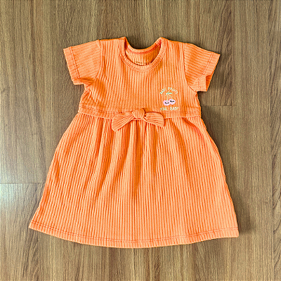 Vestido Kamylus Infantil Liso Laranja Neon Tam 1