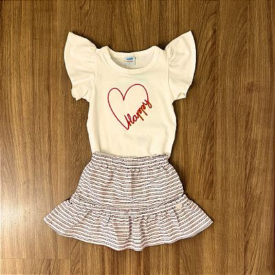 Conjunto Marlan Body Off White e Saia Estampada Branca Tam 1