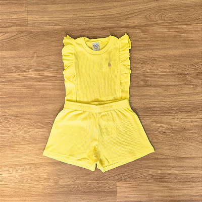 Conjunto Infantil Boca Grande – Blusa e Shorts Amarelo, Tam 3.
