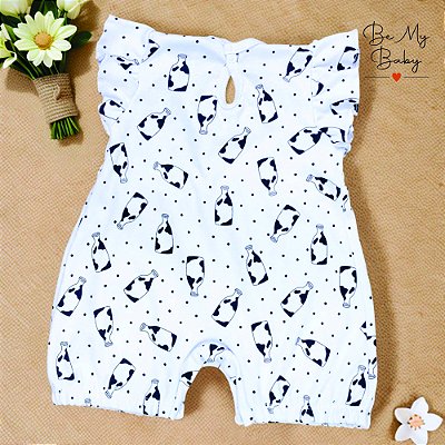 Macacão de Bebê Estampado Com Babado