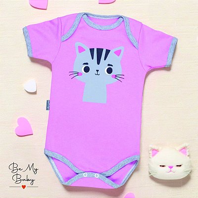 Body Bebê Manga Curta 100%algodão - Gatinha