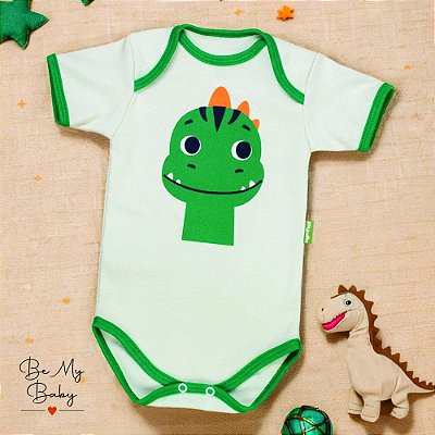 Body Bebê Manga Curta 100%algodão - Dino
