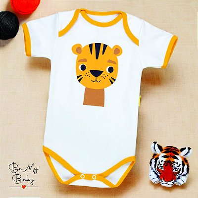 Body Bebê Manga Curta 100%algodão - Tigrinho